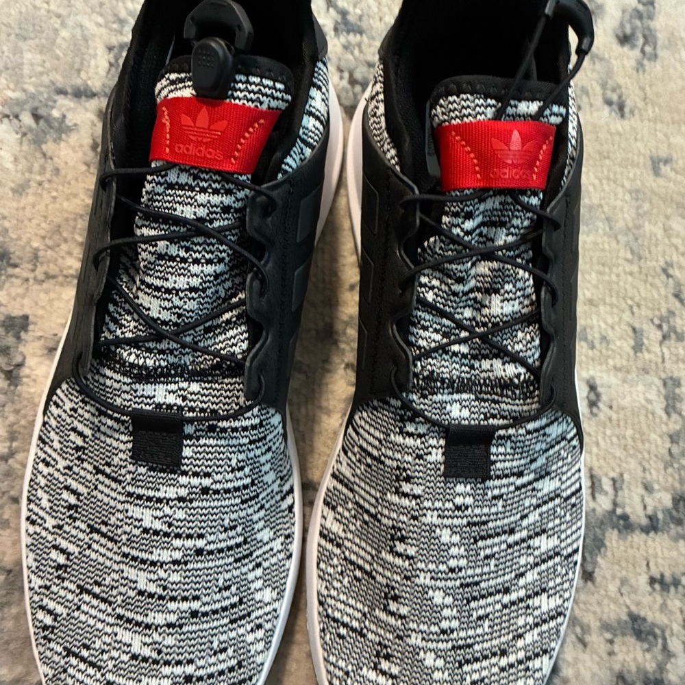 adidas Black and White Sneakers with Red Accents